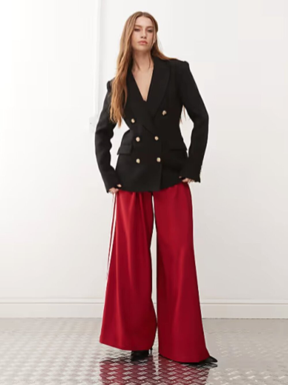 Lioness Women's Sz Medium Double Breasted Blazer with Gold Button Hardware Black - Picture 4 of 14